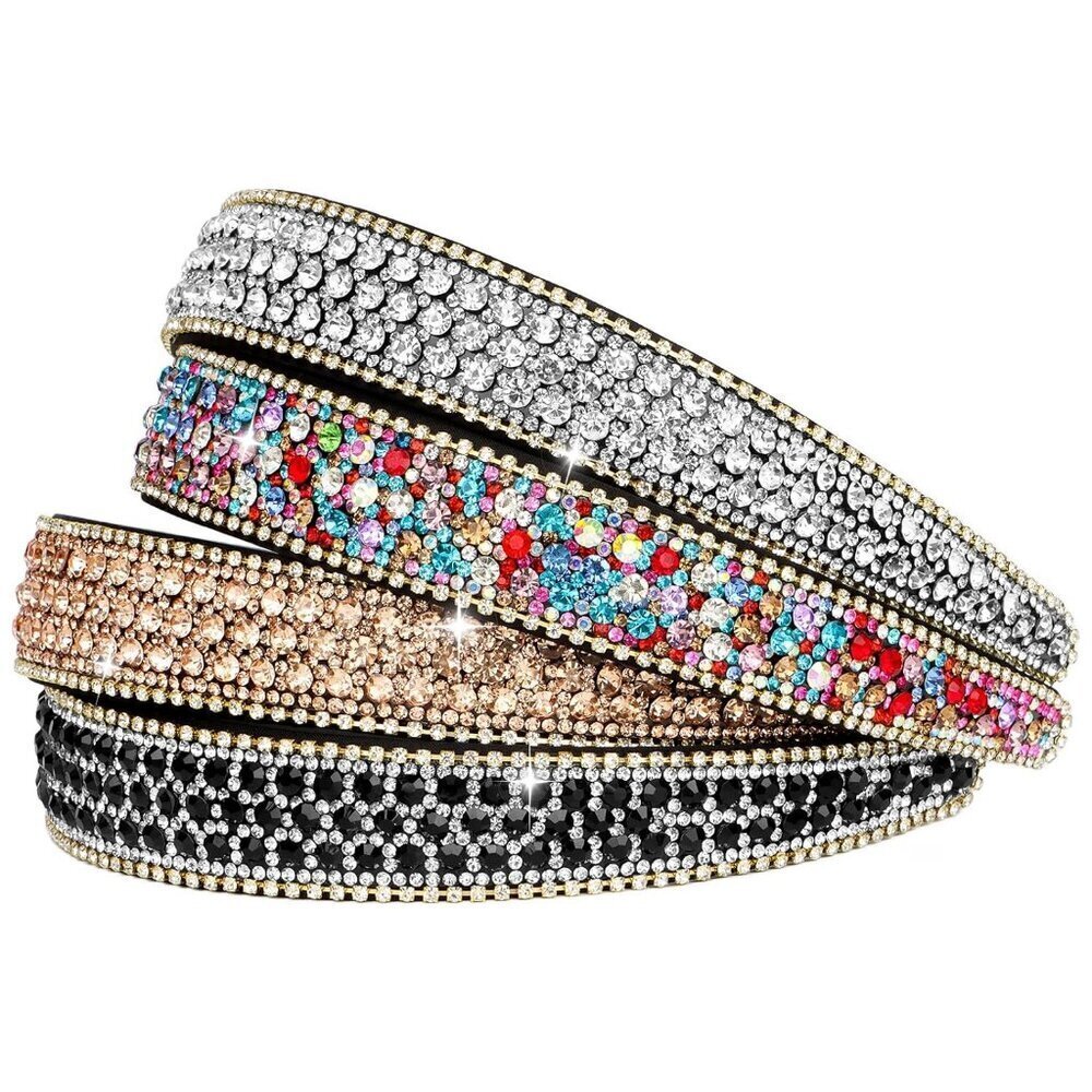 4 Pack Rhinestone Headbands Women Girls Sparkly Hair Accessories Gift